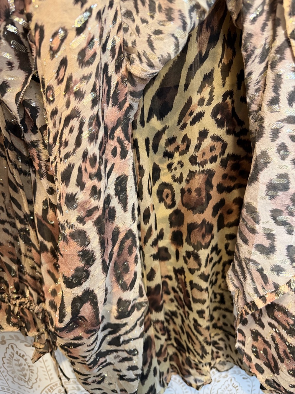 The Kooples Paris size 2 Animal / Cheetah Print Long Sleeve Shimmery Dress - Picture 8 of 10